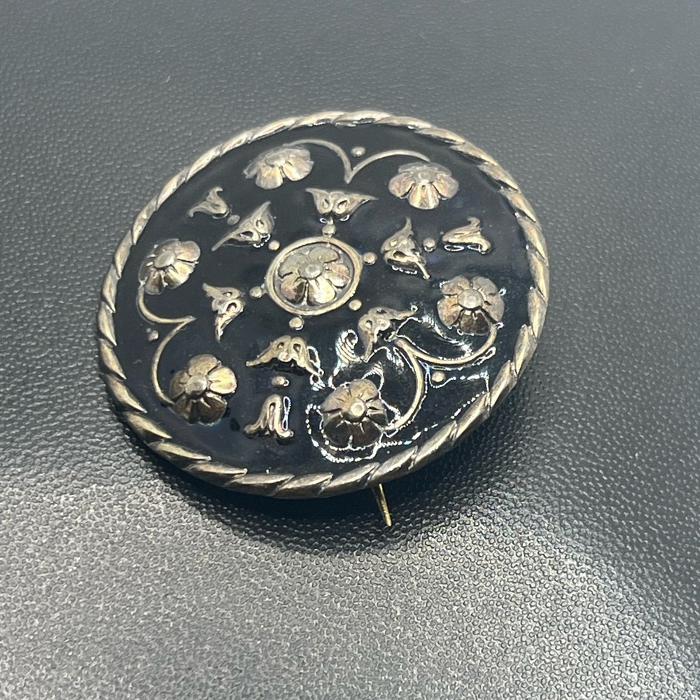 Andresen & Scheinpflug Norway vintage Sterling Silver Black Enamel Brooch pin - Picture 6 of 16